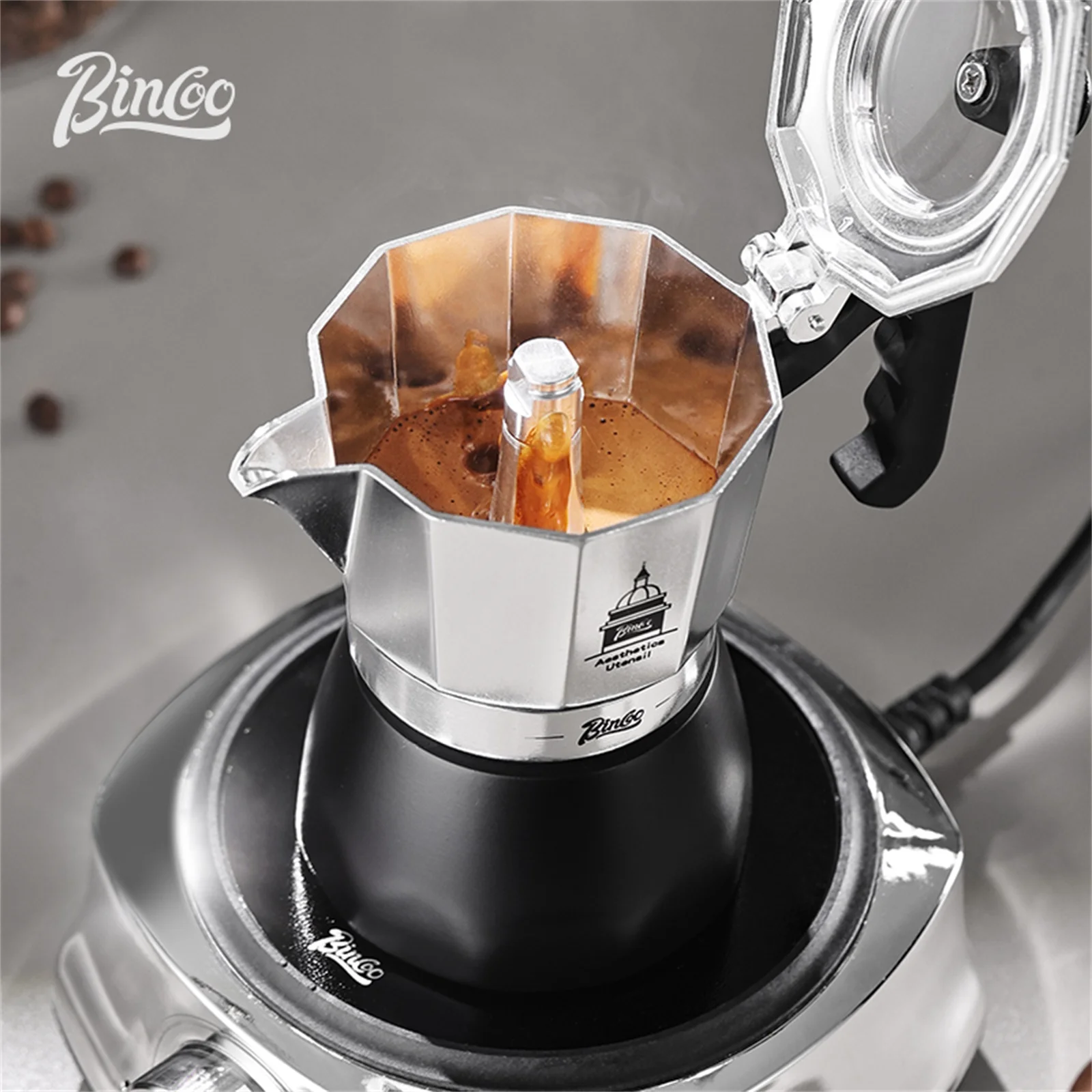 BINCOO Double Valve Moka Pot，E - Coffee Equipment Set recension och pris